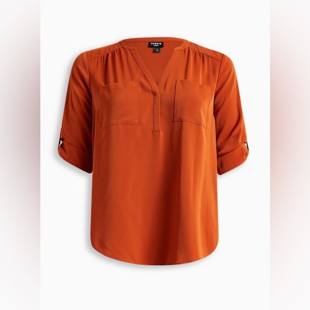Torrid Harper Studio Crepe de Chine Pullover 3/4 Sleeve Blouse